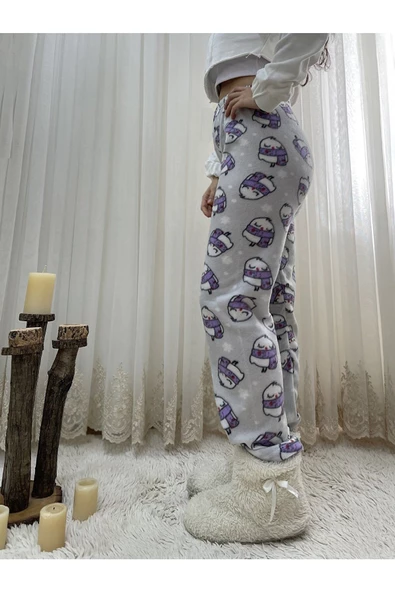 Cepsiz Kışlık Polar Kadın Pijama Altı Tek Alt je22 - 3