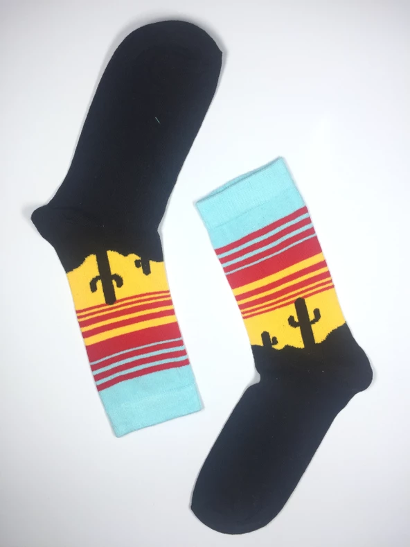 3 Çift Kaktüs Temalı Unisex Soket Çorap kak3 - 3