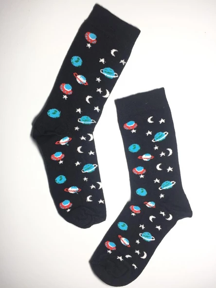 2 Çift Uzay Özel Temalı Parfümlü Soket Kadın Çorap uzay2 - 2