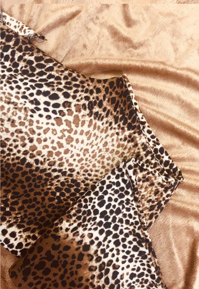 Leopar Desenli Ipeksi Bayan Süet Pijama Altı - 8