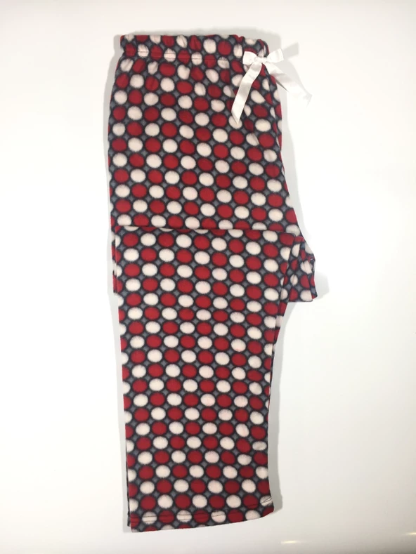 Puantiyeli Cepsiz Kışlık Polar Kadın Pijama Altı - 6