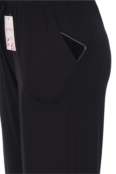 Büyük Beden Cepli Viskon Yazlık Kadın Pijama Altı Tek Alt y21 - 2