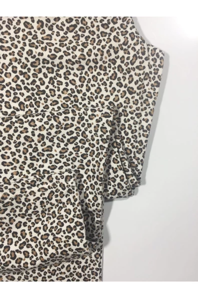 Leopar Desenli Pamuklu Cepsiz Kışlık Kadın Pijama Altı pmk4 - 2