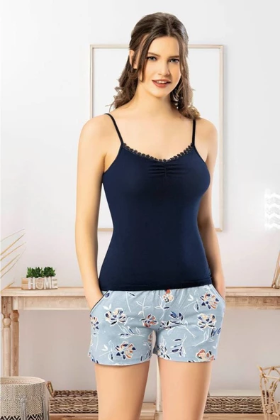 Rahat Kumaş Viskon Cepli Kadın Şort Takım 2103