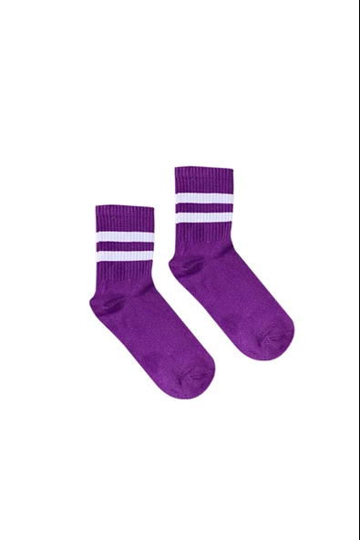 5'li Uzun Çift Çizgi Parfümlü Kolej Kadın Çorap klj5b - 2