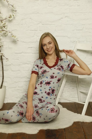 Nefes Alan Terletmeyen Kadın Pijama Takımı 5059 - Resim 3