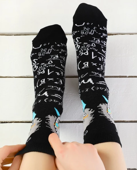 Albert Einstein Desen Soket Kadın Çorap - 3