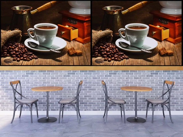 Kahve Temalı Cafe Duvar Kağıdı Baskı - Resim 4
