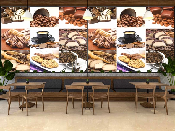Kahve & Atıştırmalık Cafe Duvar Kağıdı Baskı - 3