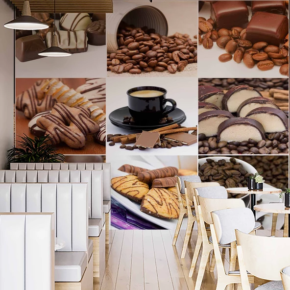 Kahve & Atıştırmalık Cafe Duvar Kağıdı Baskı - 2