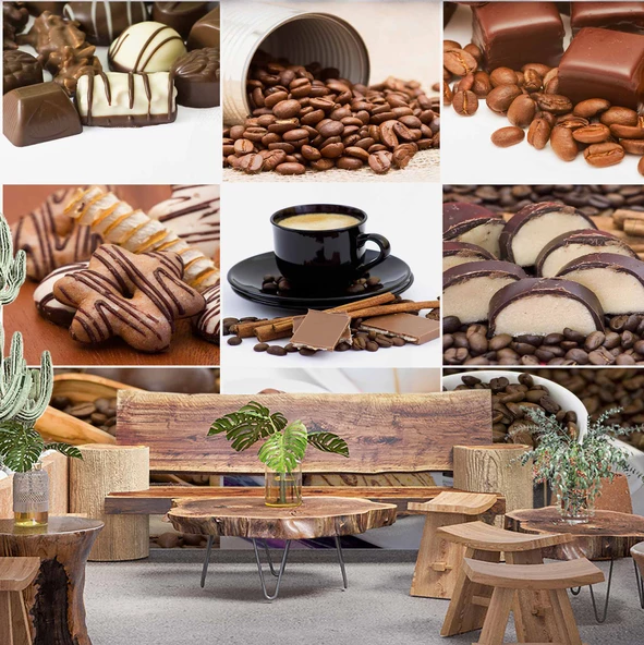 Kahve & Atıştırmalık Cafe Duvar Kağıdı Baskı