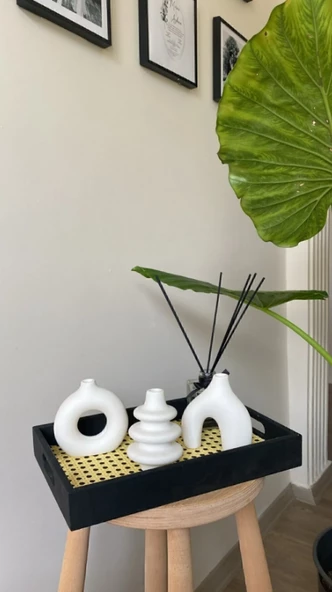 10 Cm 3'lü Minimal Dekoratif Bohem Vazo Set | BEYAZ | - | OG-8| - 2