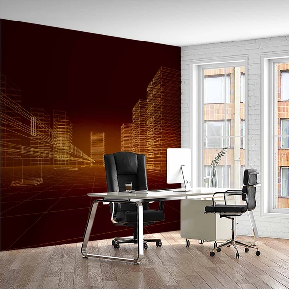 Apartman Çizimi Emlak ve Gayrimenkul Duvar Kağıdı Baskı ürün görseli