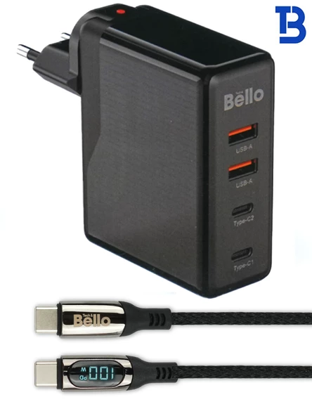 100w 3 Port Usb Type-c Adaptör Ve Hızlı Şarj Data Kablosu 100W 1.2m BA-03 100w