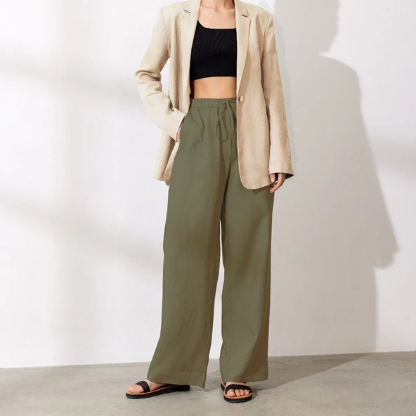 Keten Günlük Pantolon Beli Bağcıklı - 2