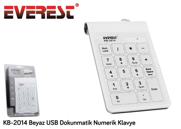 Klavye Numerik Dokunmatik Everest KB-2014 Beyaz