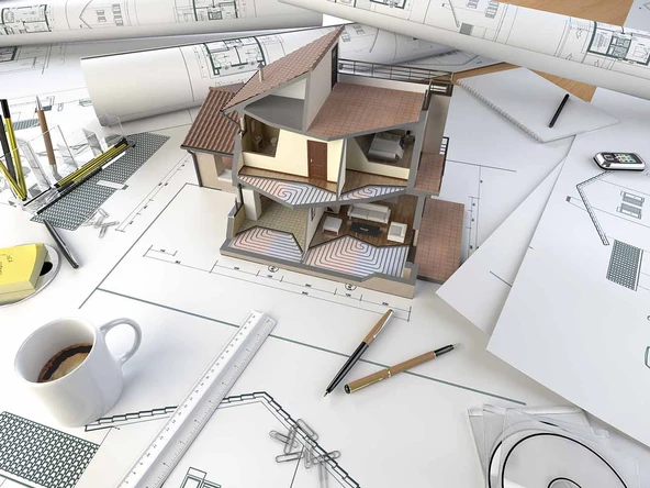 Mimari Ev Projesi Emlak ve Gayrimenkul Duvar Kağıdı Baskı - Resim 4