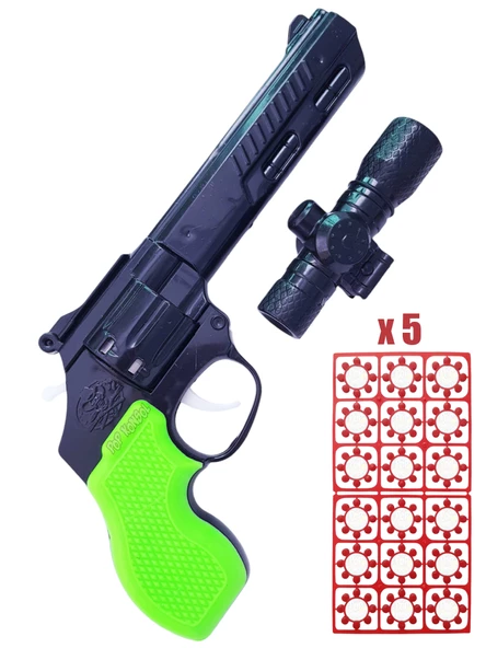 Büyük Kovboy Tabanca Dürbünlü 5 Paket 720 Adet Kapsül Mantar Yeşil ürün görseli