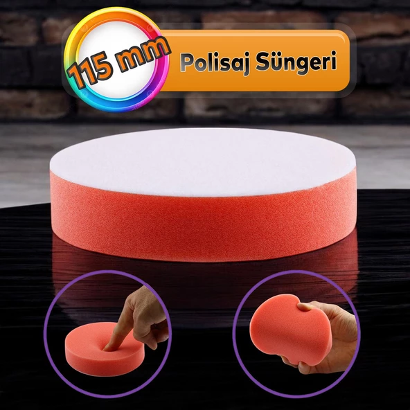 Oto Araç Araba Pasta Cila Polisaj Süngeri 115 mm Cırtlı Kaporta Parlatıcı Çizik Giderici Parlatma Pedi ürün görseli 1