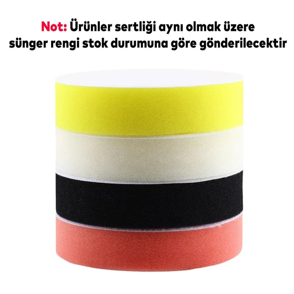 Oto Araç Araba Pasta Cila Polisaj Süngeri + 115 mm Taban + Matkap Adaptörü Parlatıcı Çizik Giderici 3'Lü SET - 5