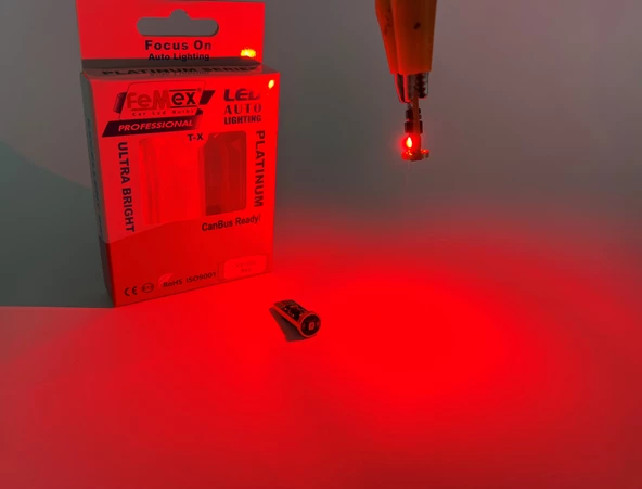 FEMEX Platinum Kırmızı T10 3smd OSRAM Chipset Led Ampul Aktif Canbus - 2