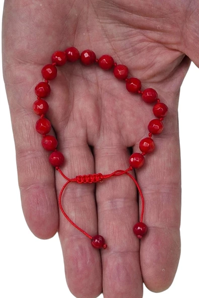 Faset Kesim Mercan Bileklik Makrome Ayarlı 444-8 - 4