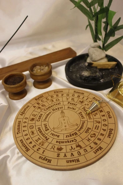 Rune Semboli Taşları Run Taşları Örtüsü Pandül Tahtası Pirinç Pandül Sunak Nordic Runes Sarkaç Seti - 7