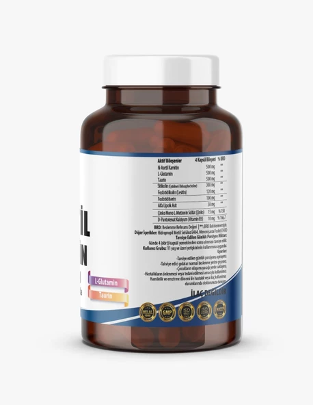 Ncs N-Asetil Karnitin Sitikolin L-Glutamin Taurin 120 Bitkisel Kapsül - Resim 2