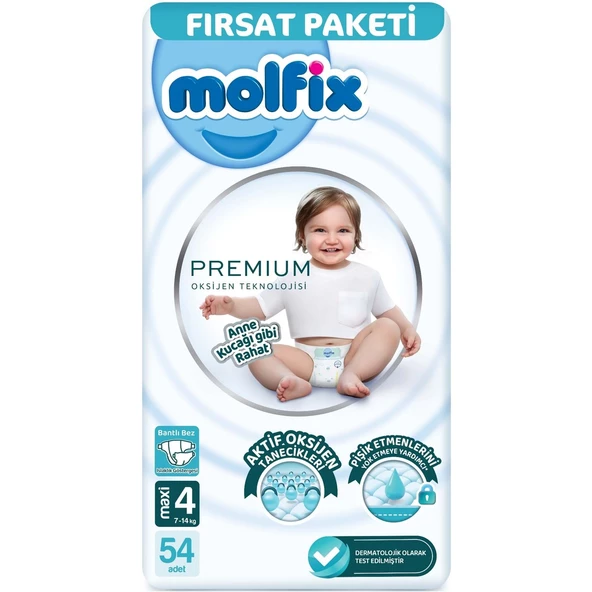 Molfix Premium Bebek Bezi Fırsat Paketi 4 Beden 7-14 Kg 54 Adet