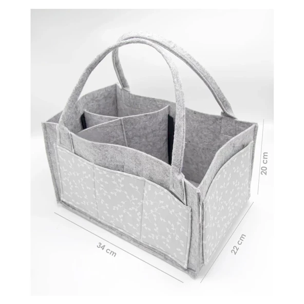 BabyJem Keçe Anne Bebek Bakım Çantası 772 Gri Çiçek - 2
