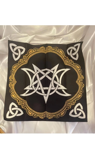 Sunak Örtüsü Rune Semboli Taşları Run Taşları Örtüsü Sunak Nordic Runes Örtüsü Sunağı El İşi Ouija - Resim 5