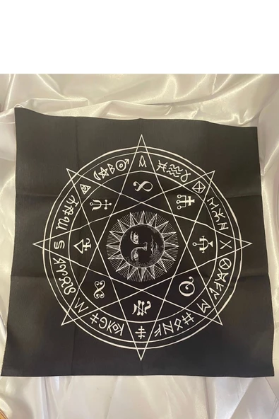 Sunak Örtüsü Rune Semboli Taşları Run Taşları Örtüsü Sunak Nordic Runes Örtüsü Sunağı El İşi Ouija - Resim 3