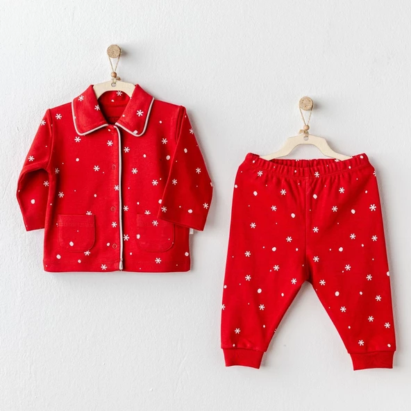 Andywawa AC25329 Happy Newyear Bebek Pijama Takım Red