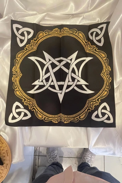 Sunak Örtüsü Rune Semboli Taşları Run Taşları Örtüsü Sunak Nordic Runes Örtüsü Sunağı El İşi Ouija - Resim 6