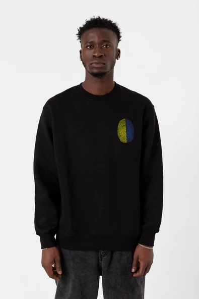 Sarı Lacivert Parmak İzi Siyah Erkek 2ip Sweatshirt