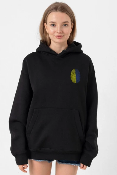 Sarı Lacivert Parmak İzi Siyah Kadın 3ip Kapşonlu ürün görseli