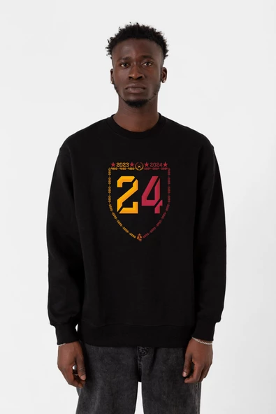 24 Şampiyonluk Siyah Erkek 2ip Sweatshirt