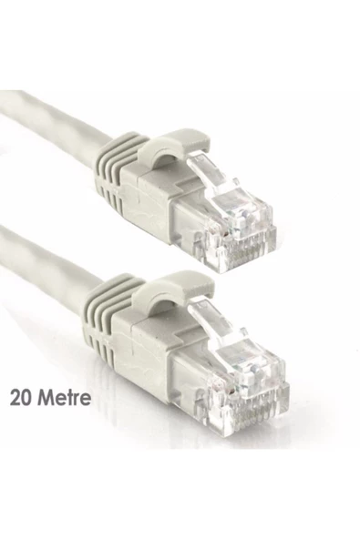 YILMART 20 Metre Cat 6 Fabrikasyon Internet Data Kablosu ( Rj45 Uc Ethernet Modem ) Yiltech-cat6