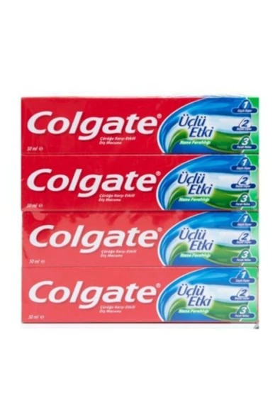 Colgate Çürüğe Karşı Etkili Diş Macunu Üçlü Etki Nane Ferahlığı 50 Ml ( 4 Adet)