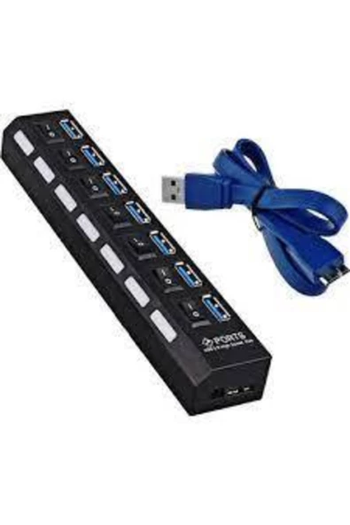 YENİTECH 7 Port Adaptörlü Kolay Kullanım Hub Çoklayıcı Usb 3.0 On Off Tuşlu