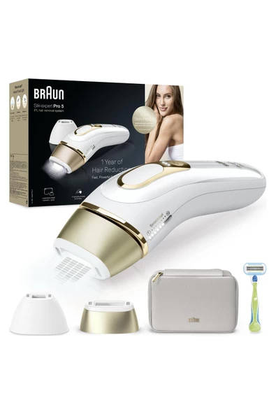 Braun   IPL Silk expert Pro 5, Evde Tüy Alma, Çanta, Venus Tıraş Makinesi, 2 Başlık ile, PL5152