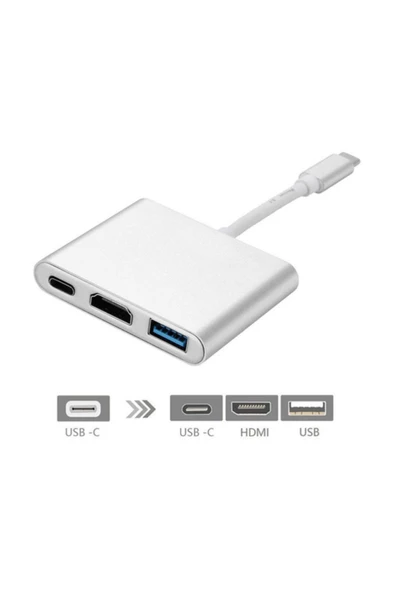 Alfais 4962 Usb 3.1 Type C To Hdmi Usb 3.0 Çevirici Dönüştürücü Adaptör Kablosu