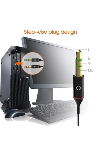 ŞHN'Shopping Kulaklık Çevirici Mikrofon Kulaklık Ayırıcı Aparat 3.5mm Pc Telefon Çevirici Ara Kablo - 2