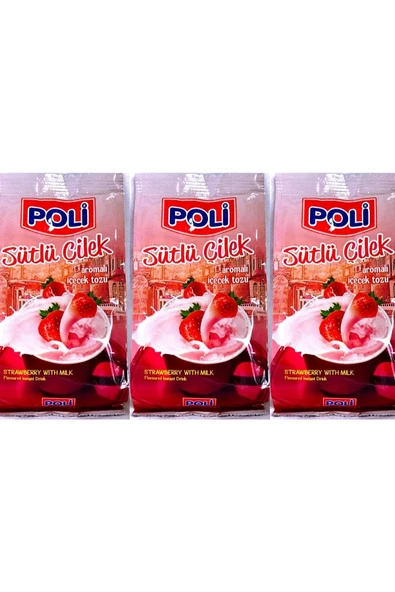 POLI Sütlü Çilek Aromalı Içecek Tozu 3 Adet X 250 Gram