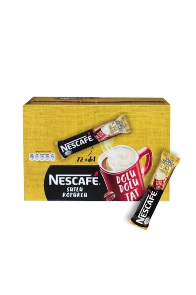 Nescafe 3'ü 1 Arada Sütlü Köpüklü 72'li Paket 17,5 Gr