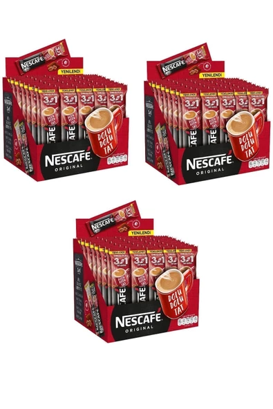 Nescafe Original 3'ü 1 Arada Hazır Kahve 624 gr 48'li Paket 3 Adet