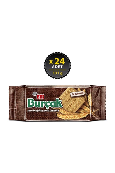 Eti Burçak Tam Buğday Unlu Bisküvi 131 g x 24 Adet