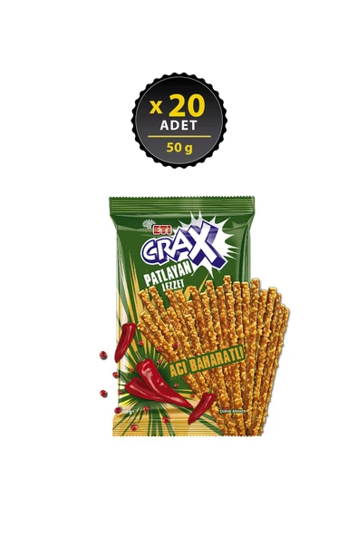 Eti Crax Patlayan Lezzet Acı Baharatlı Çubuk Kraker 50 g x 20 Adet