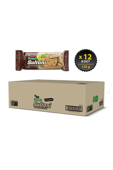 Eti Burçak Sultani Üzümlü Kepekli Bisküvi 123 g x 12 Adet - 2