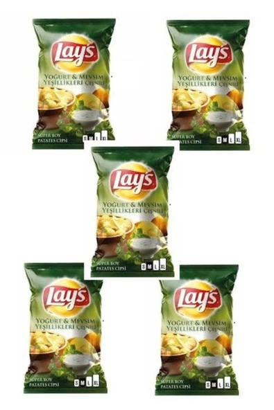 Lay's Lays Yoğurt Mevsim Yeşillikleri Süper Boy Cips 5 Adet Lays Yoğurt Süper*5